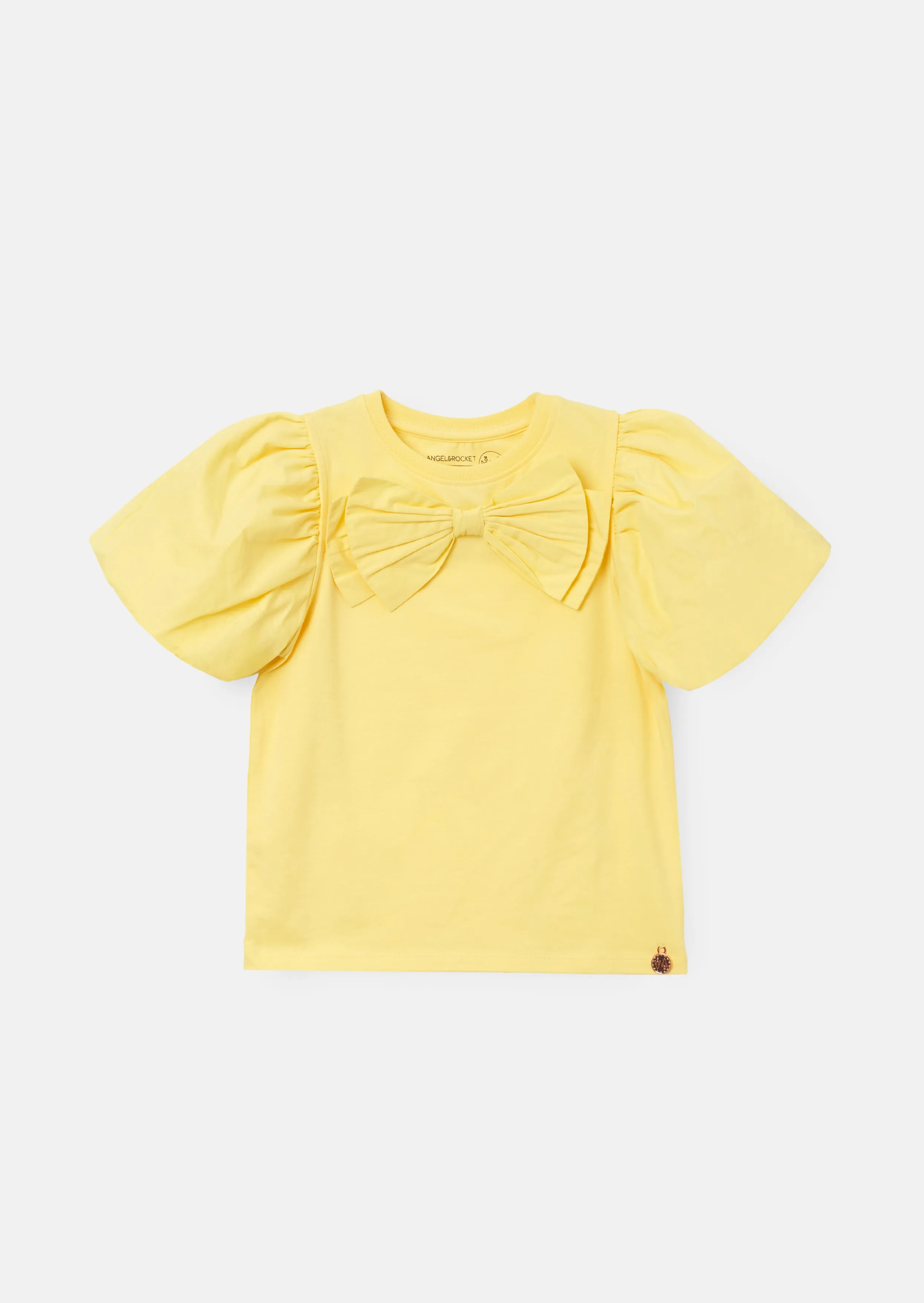 Eleri Yellow Bow Puff Sleeve Top