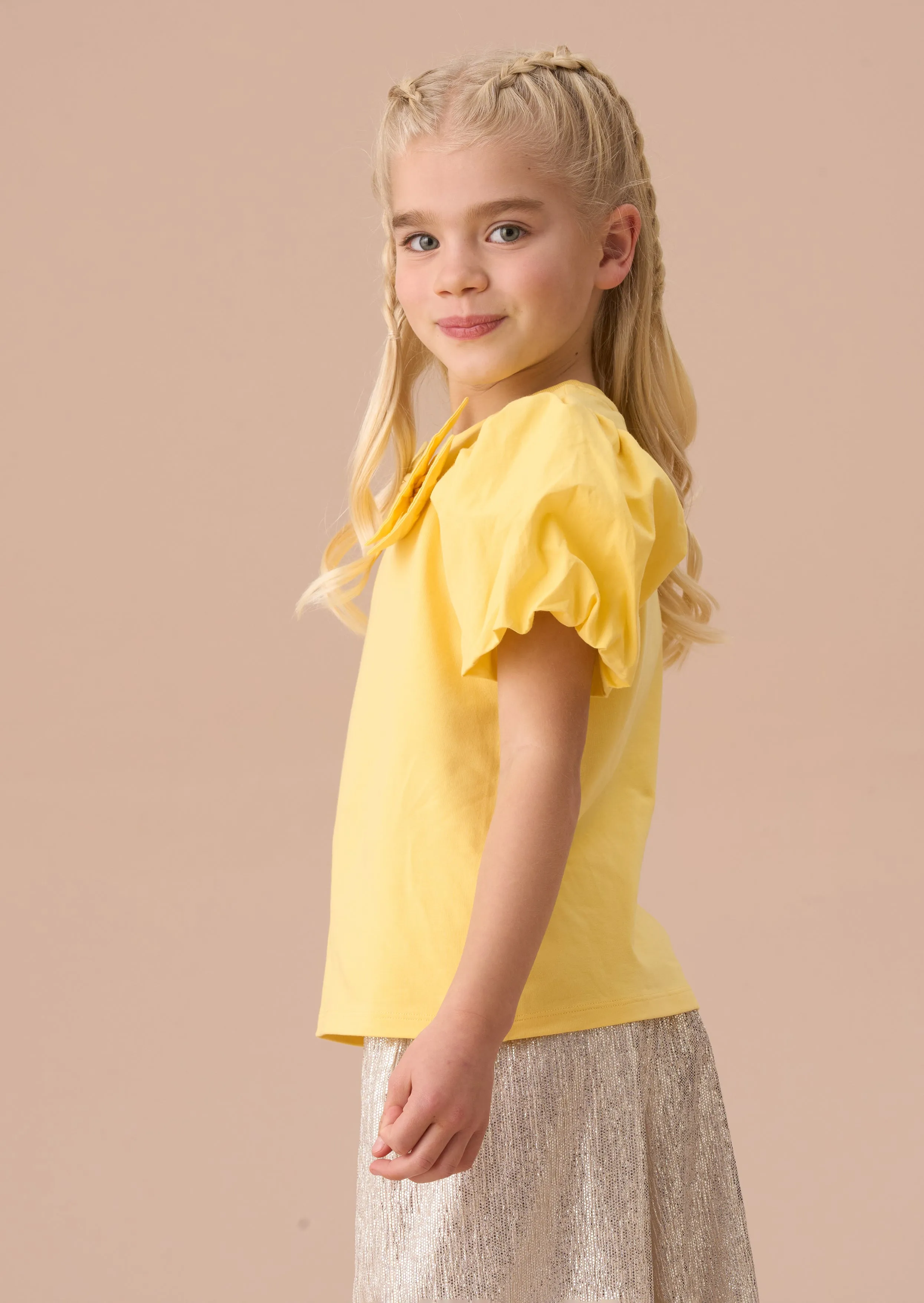 Eleri Yellow Bow Puff Sleeve Top