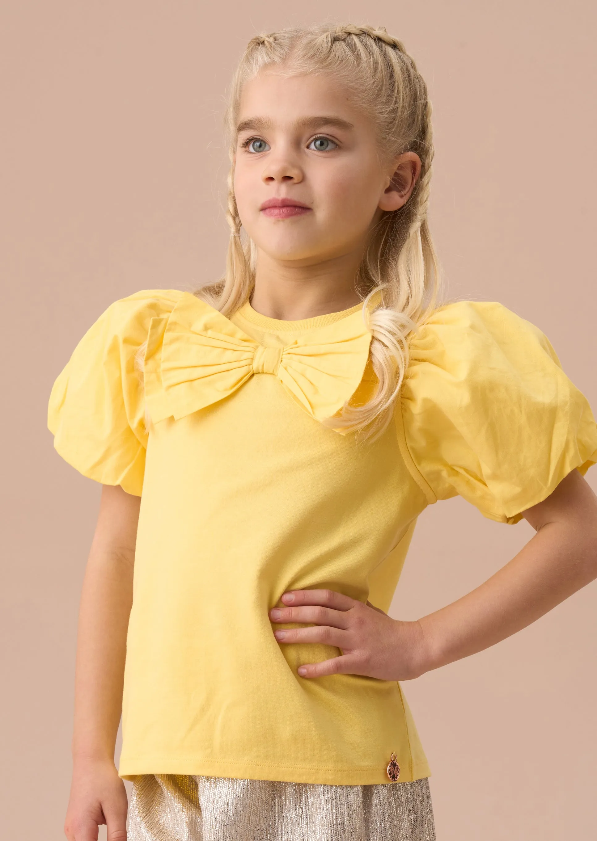 Eleri Yellow Bow Puff Sleeve Top