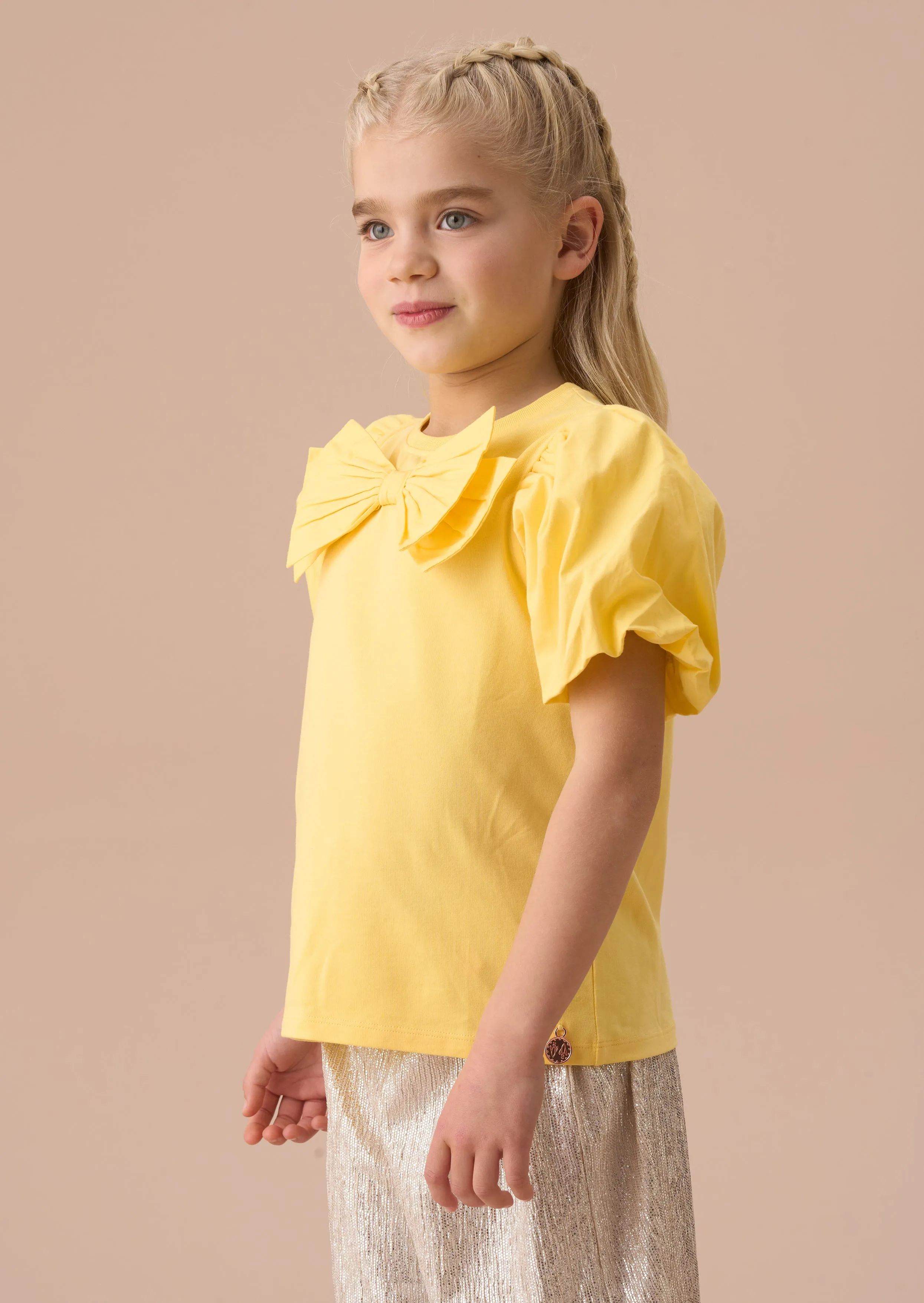 Eleri Yellow Bow Puff Sleeve Top