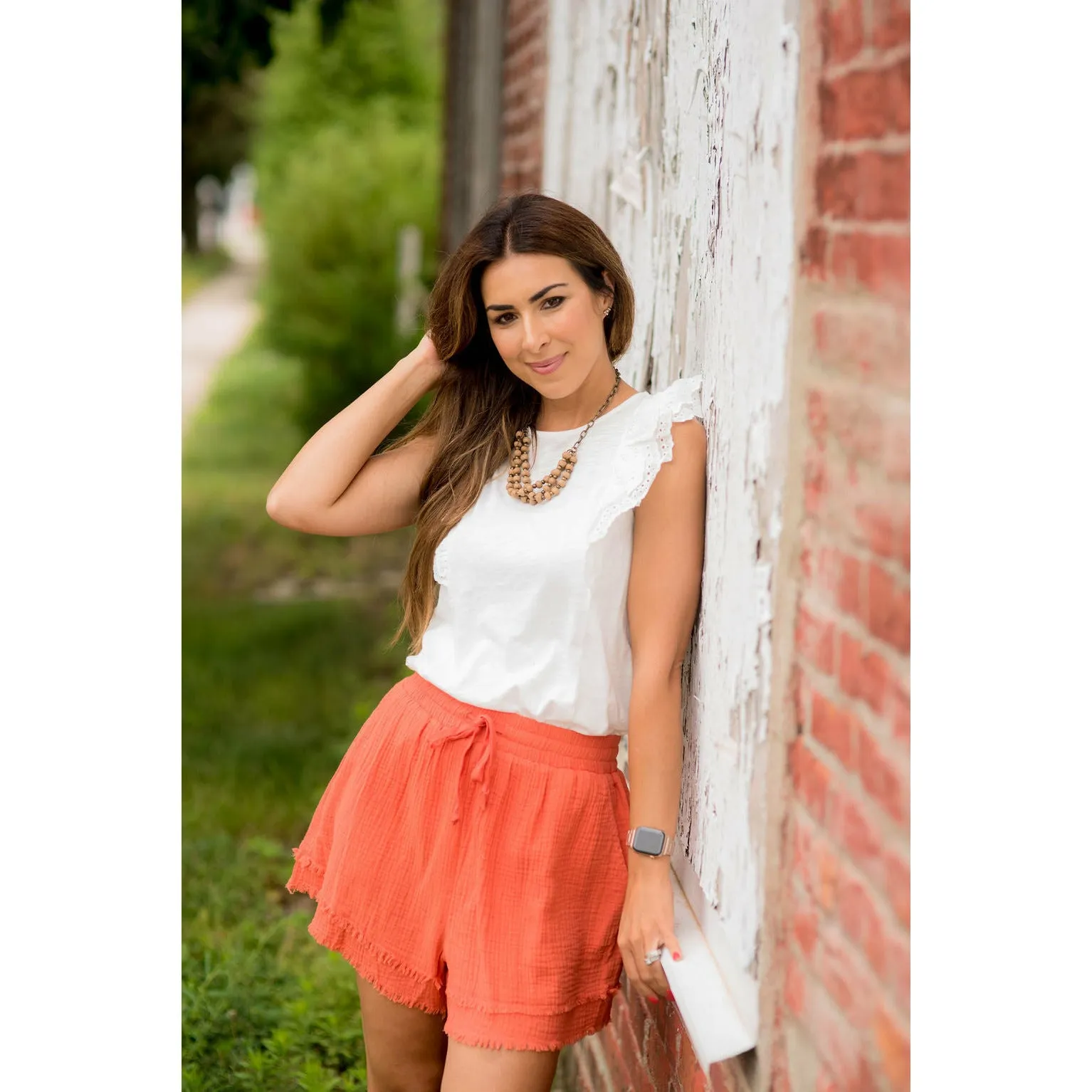 Eyelet Ruffle Tank