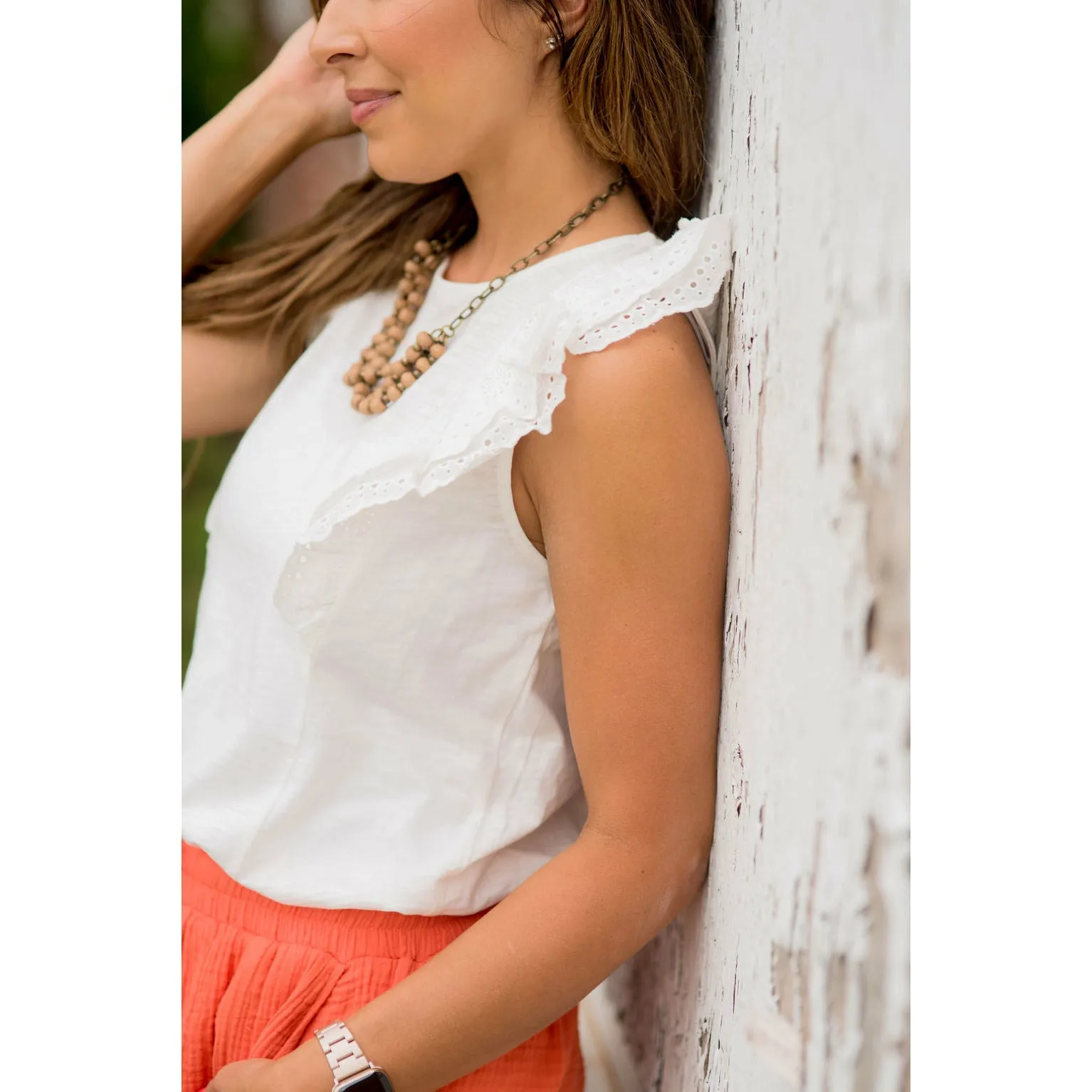 Eyelet Ruffle Tank