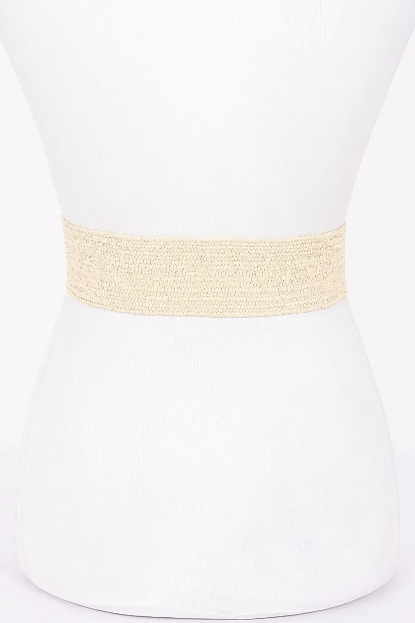 Faux Straw Two Buckle Elastic Belt