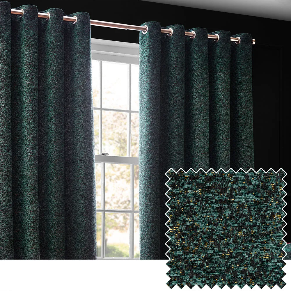 Galaxy Room Darkening Eyelet Curtains Emerald