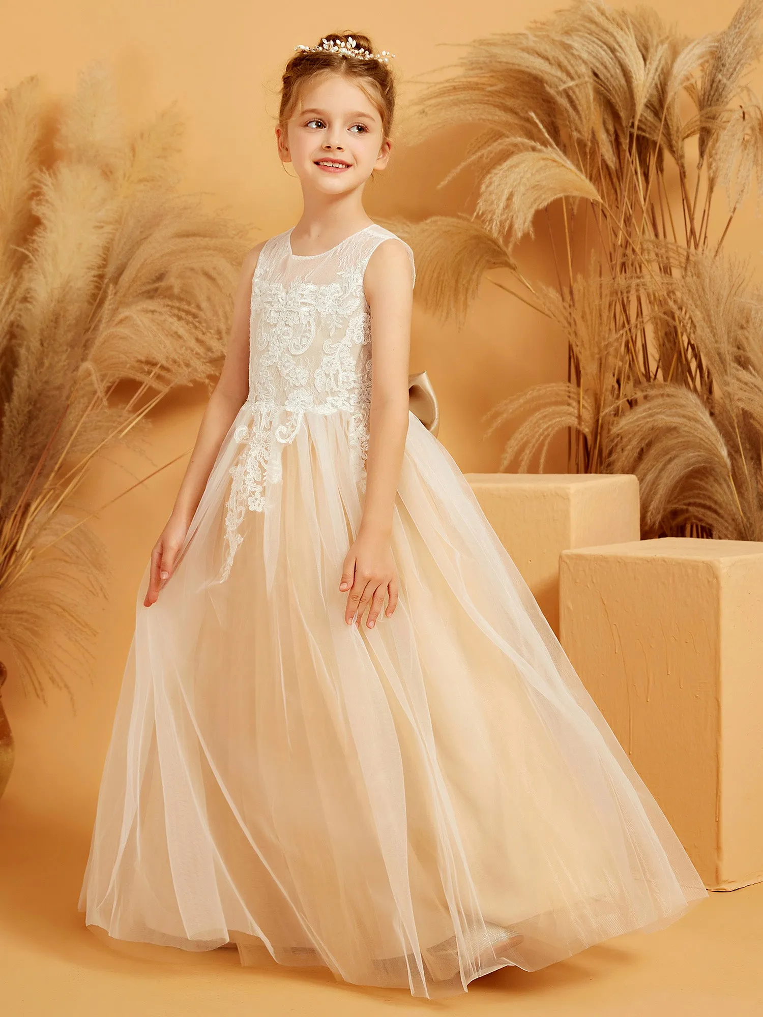 Illusion Neckline Lace Tulle Ball Gown