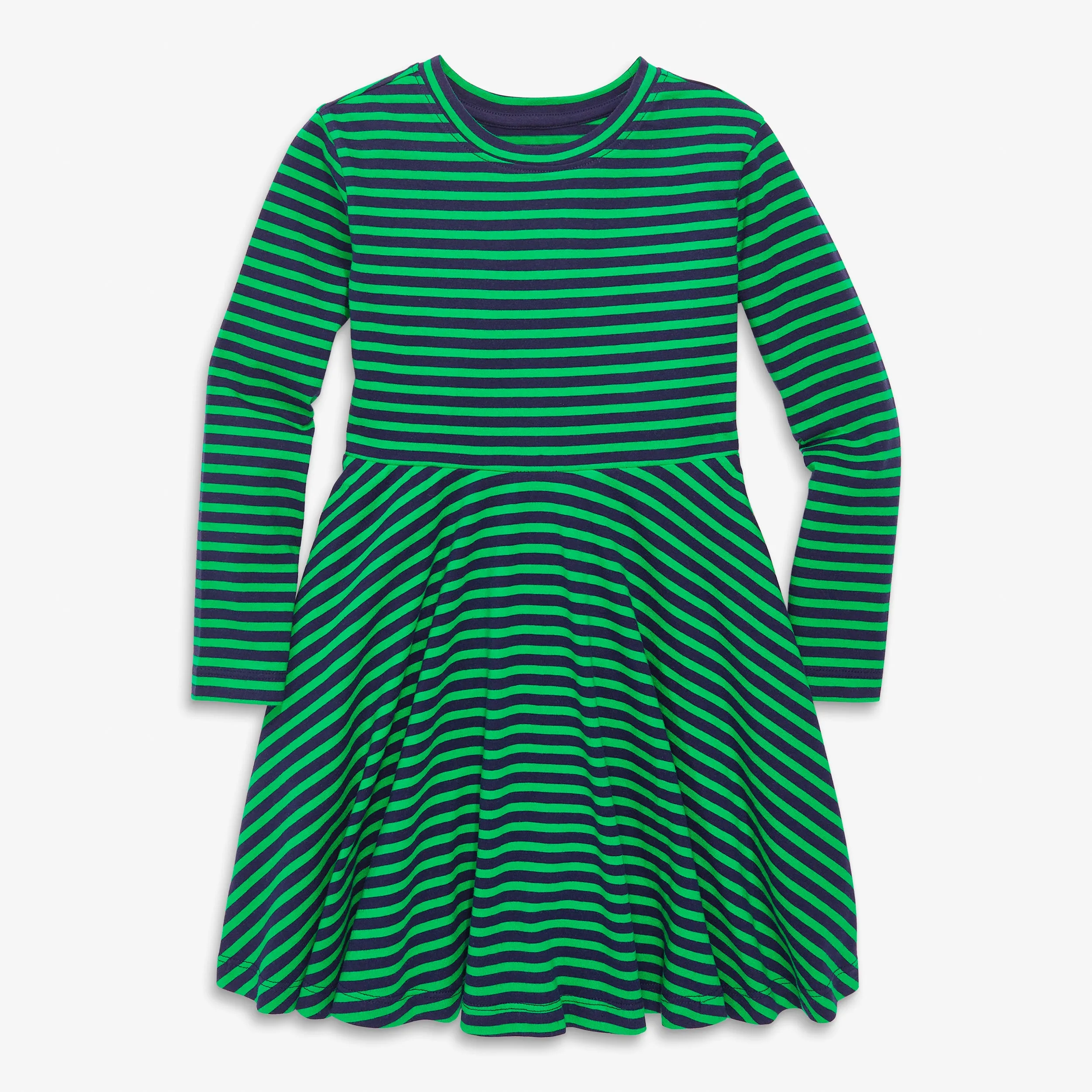 Kids long sleeve twirly dress in mini stripe