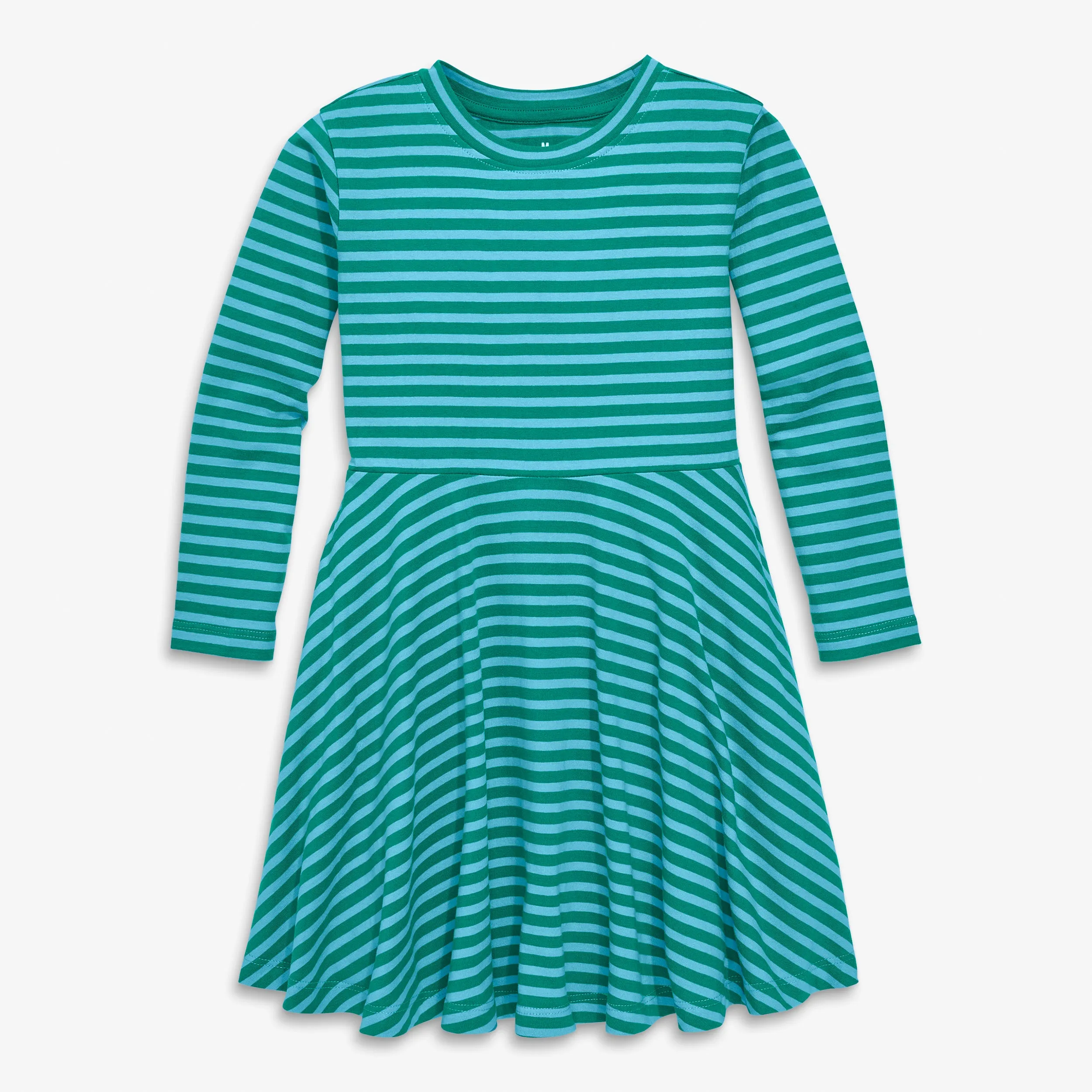 Kids long sleeve twirly dress in mini stripe