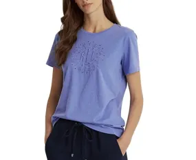 Lauren Ralph Lauren Eyelet Embroidery Soft Jersey Tee