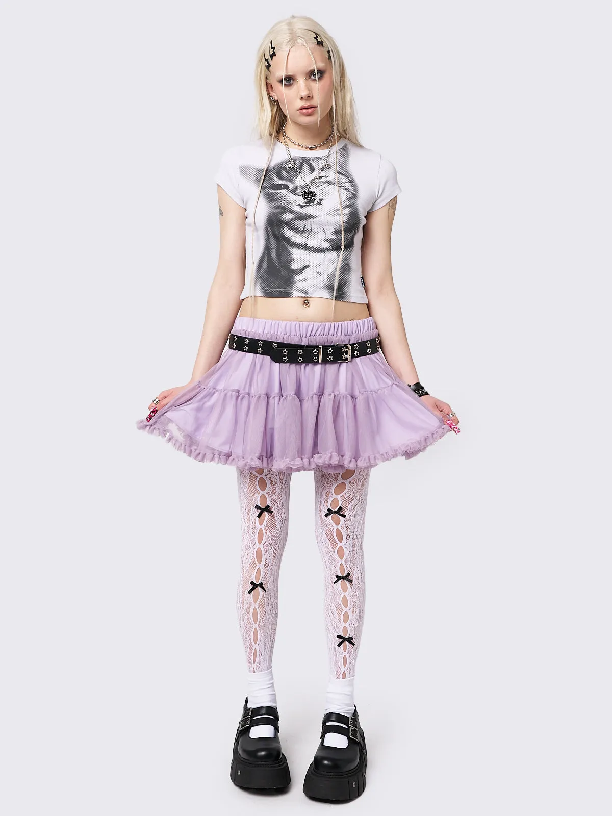 Lila Chiffon Tutu Mini Skirt