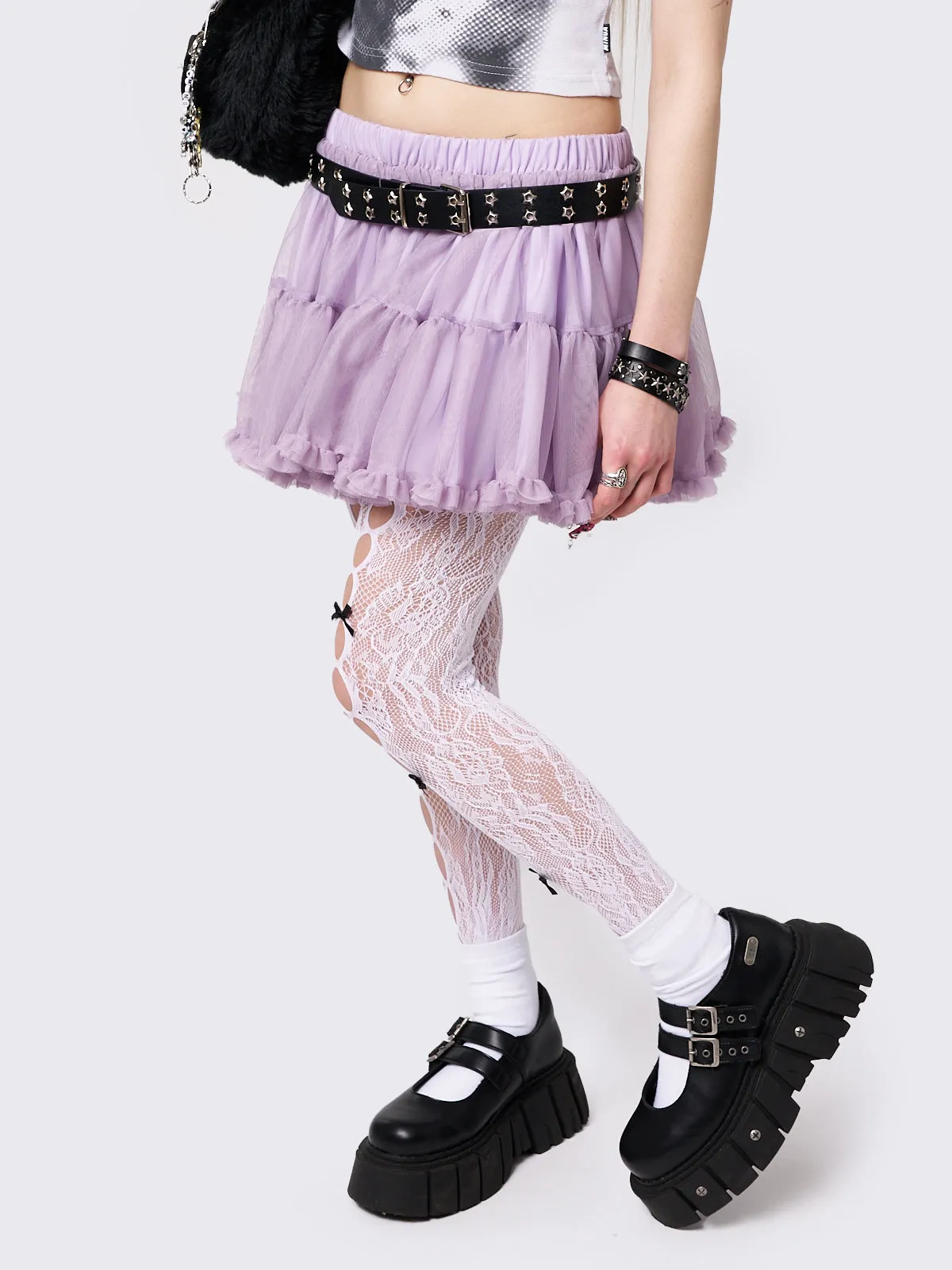 Lila Chiffon Tutu Mini Skirt