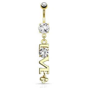 LOVE Message Belly Dangle with Gold Plating