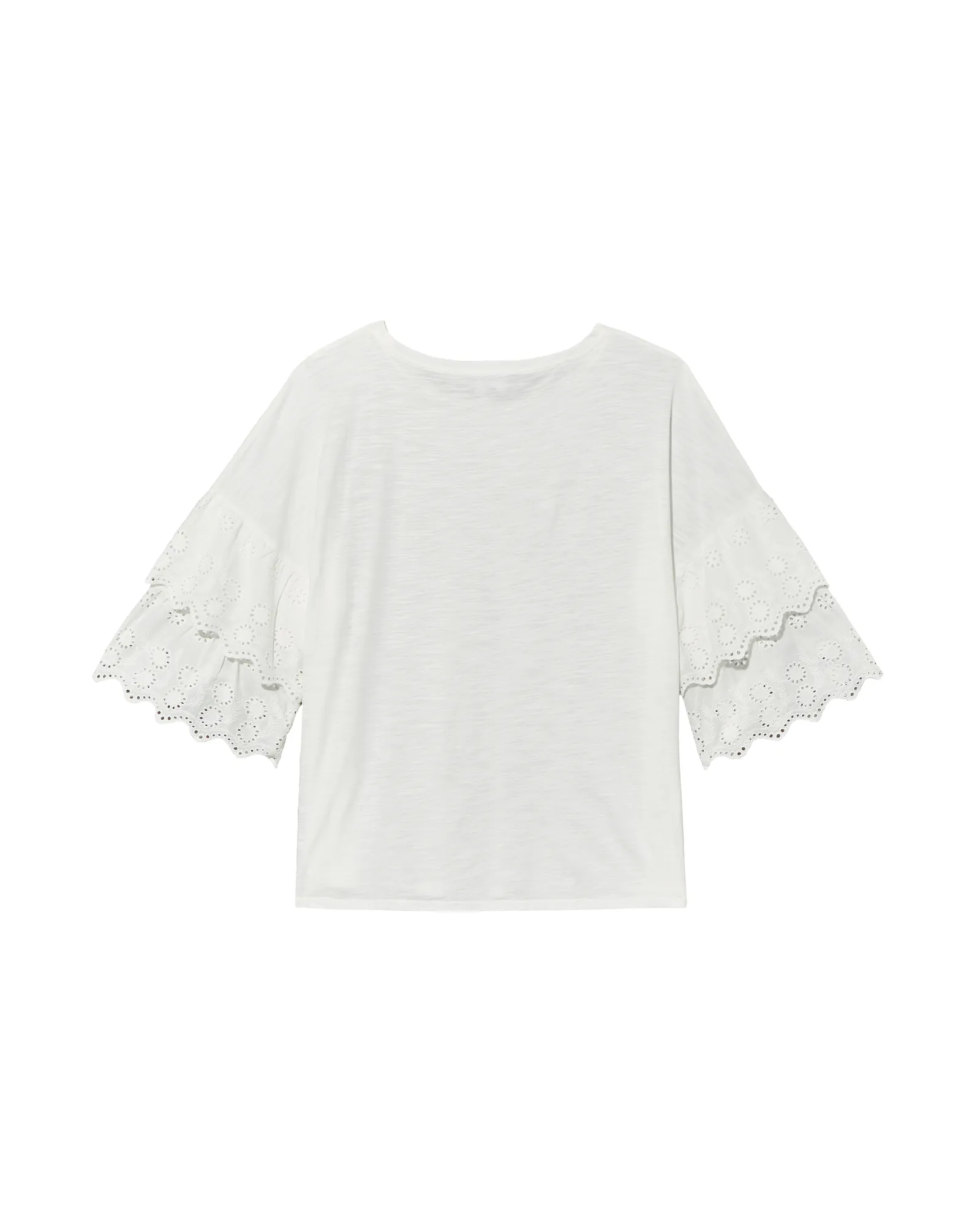 Macey Eyelet Ruffle Top | White