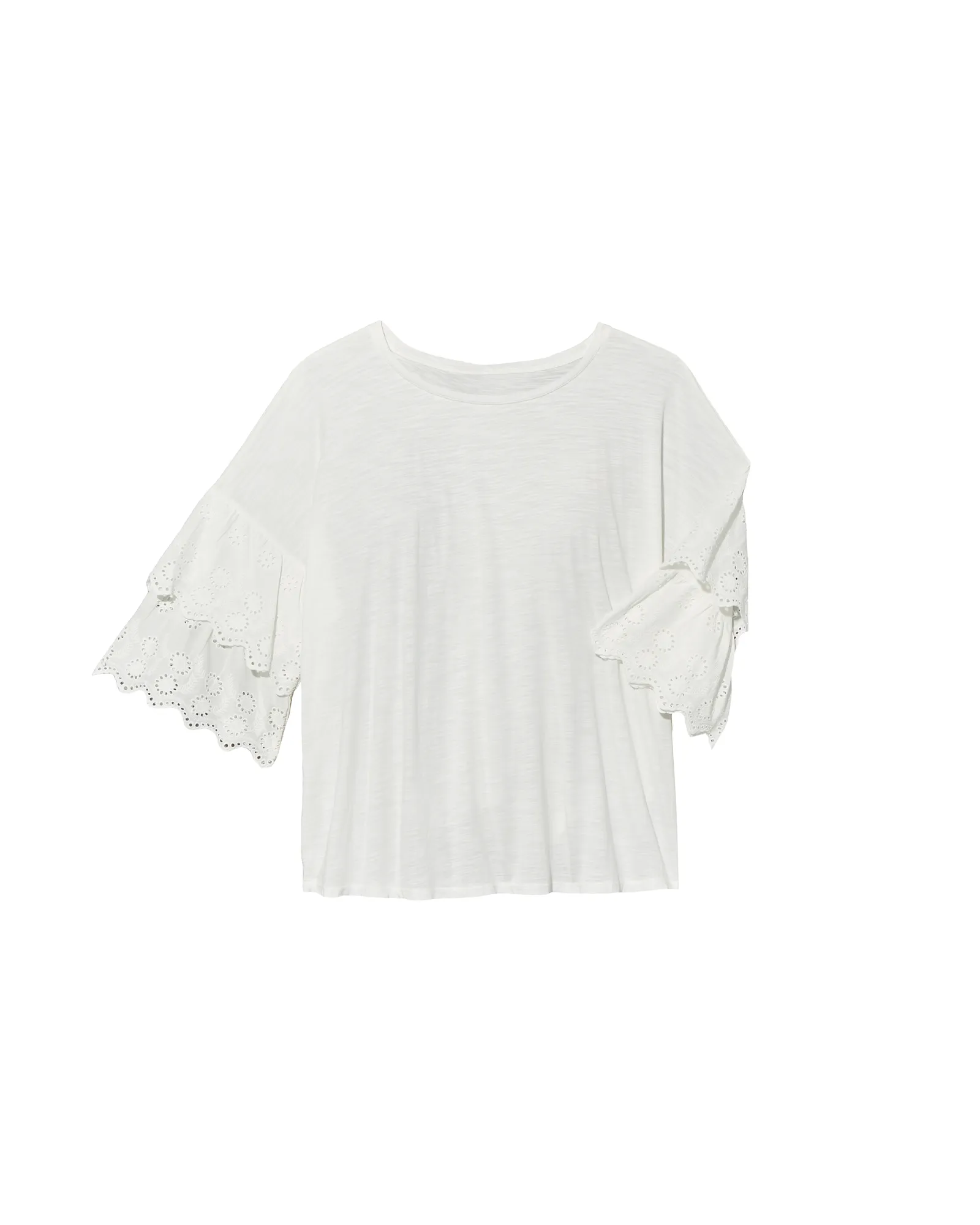 Macey Eyelet Ruffle Top | White