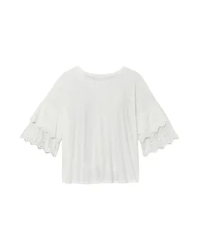 Macey Eyelet Ruffle Top | White