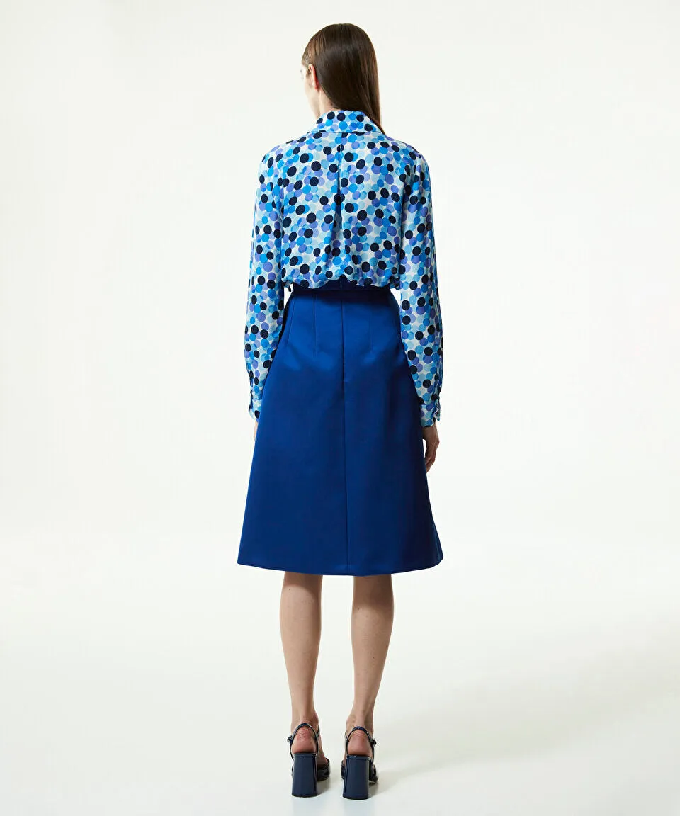 Machka Pleated Bell Flared Skirt Blue