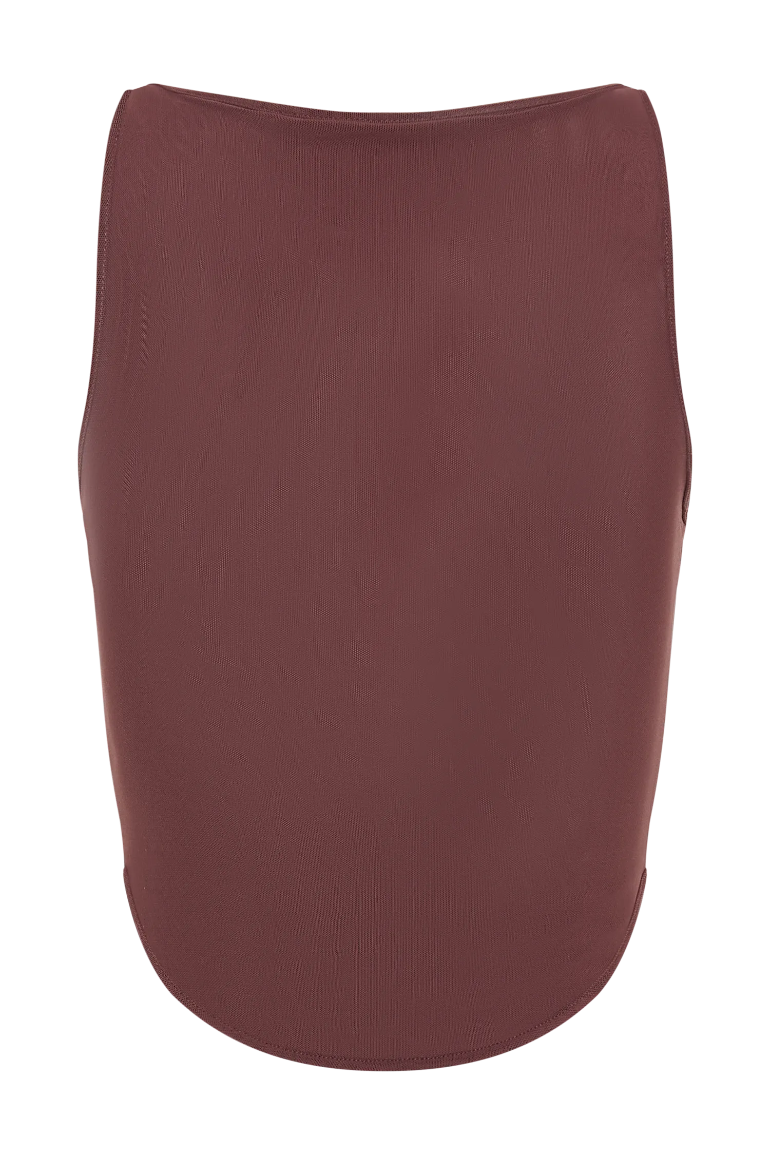 Marla Boat Neck Sheer Mesh Top - Mahogany