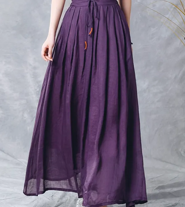 Maxi Women's Skirts Summer Linen Skirt 9840