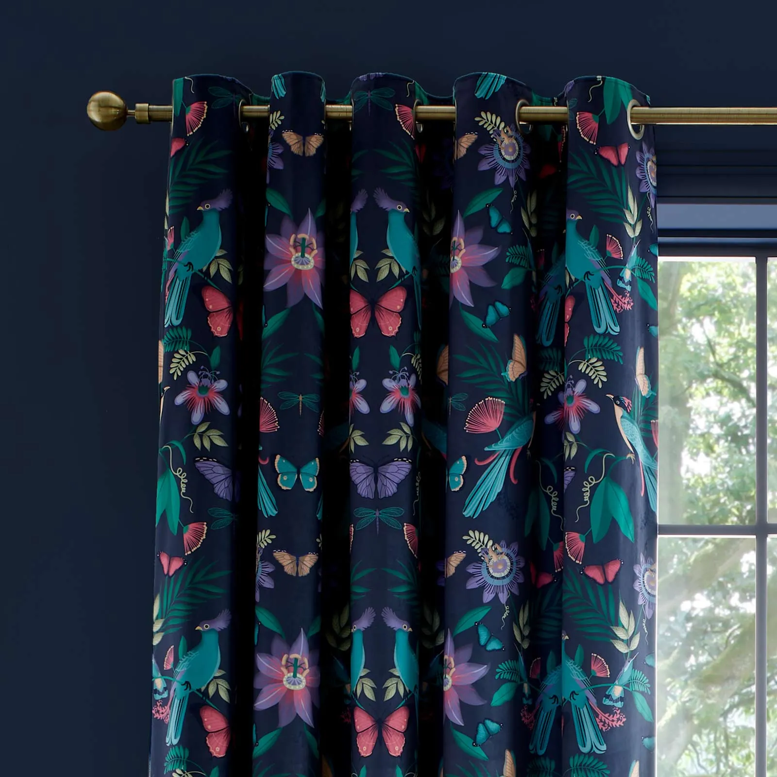 Mya Tropical Birds Eyelet Curtains