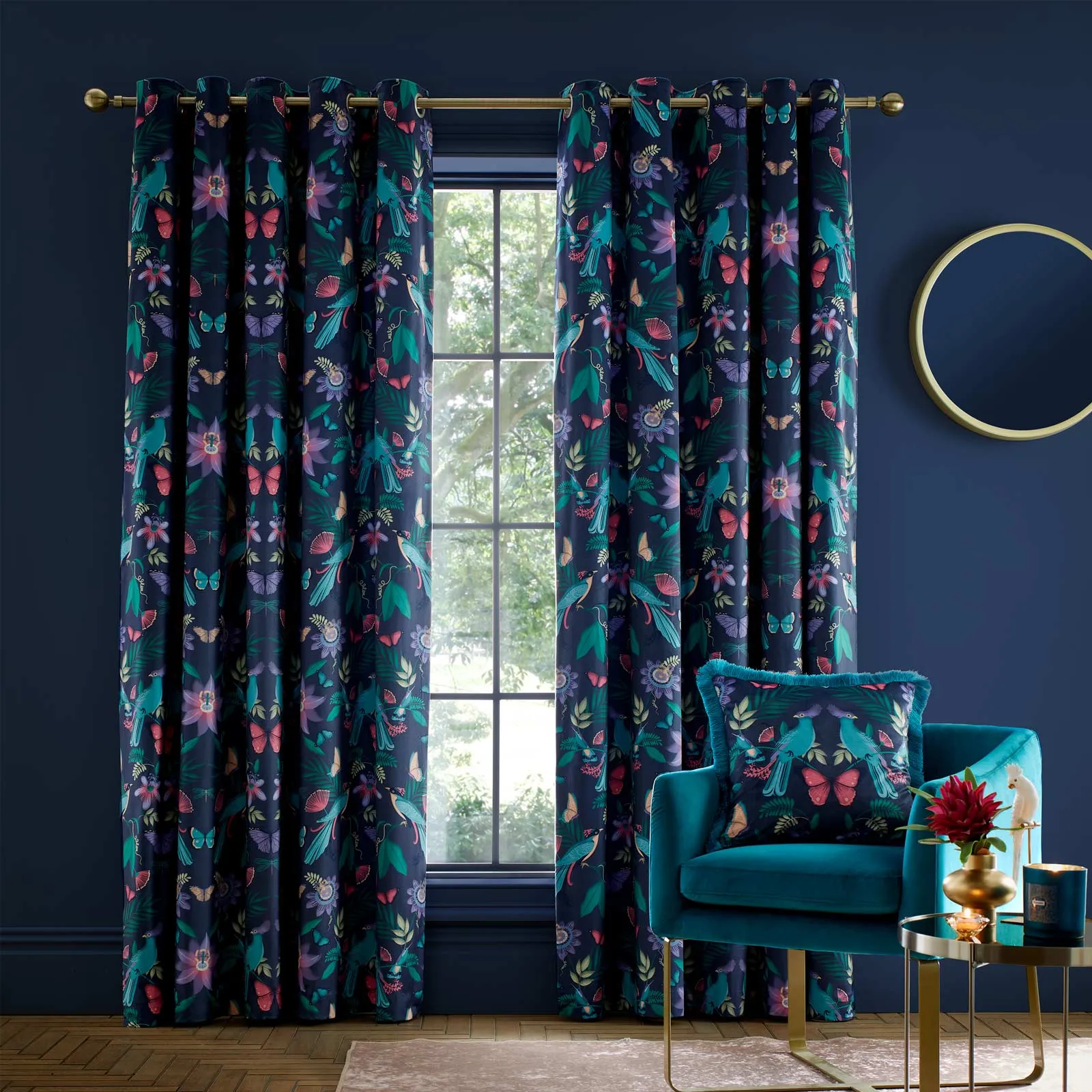 Mya Tropical Birds Eyelet Curtains