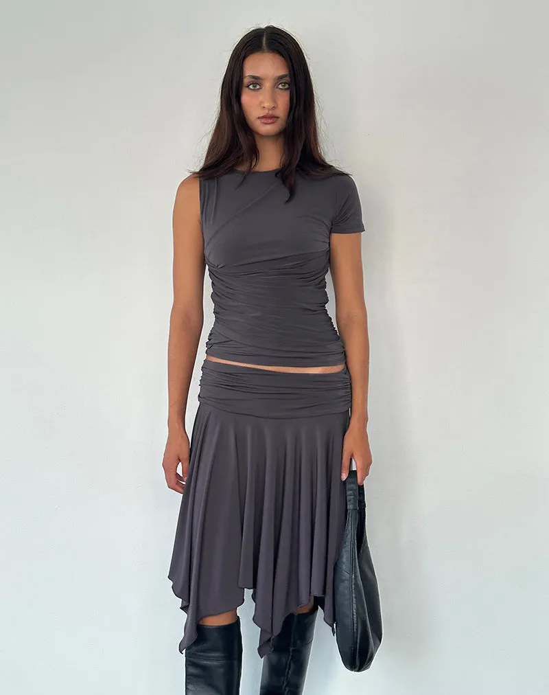 Norali Waterfall Midi Skirt in Grey