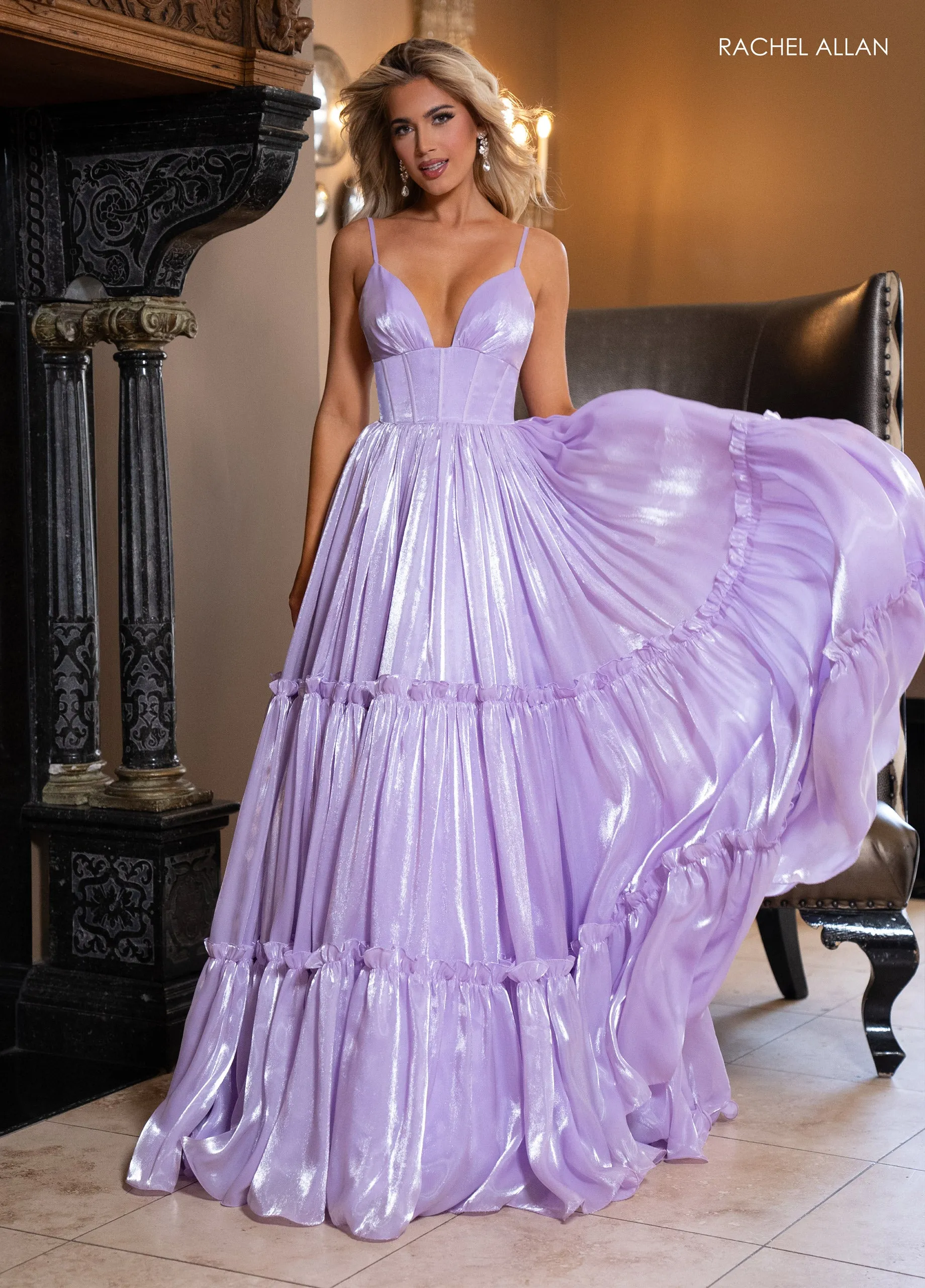 Organza Sleeveless A-line Gown by Rachel Allan 70748