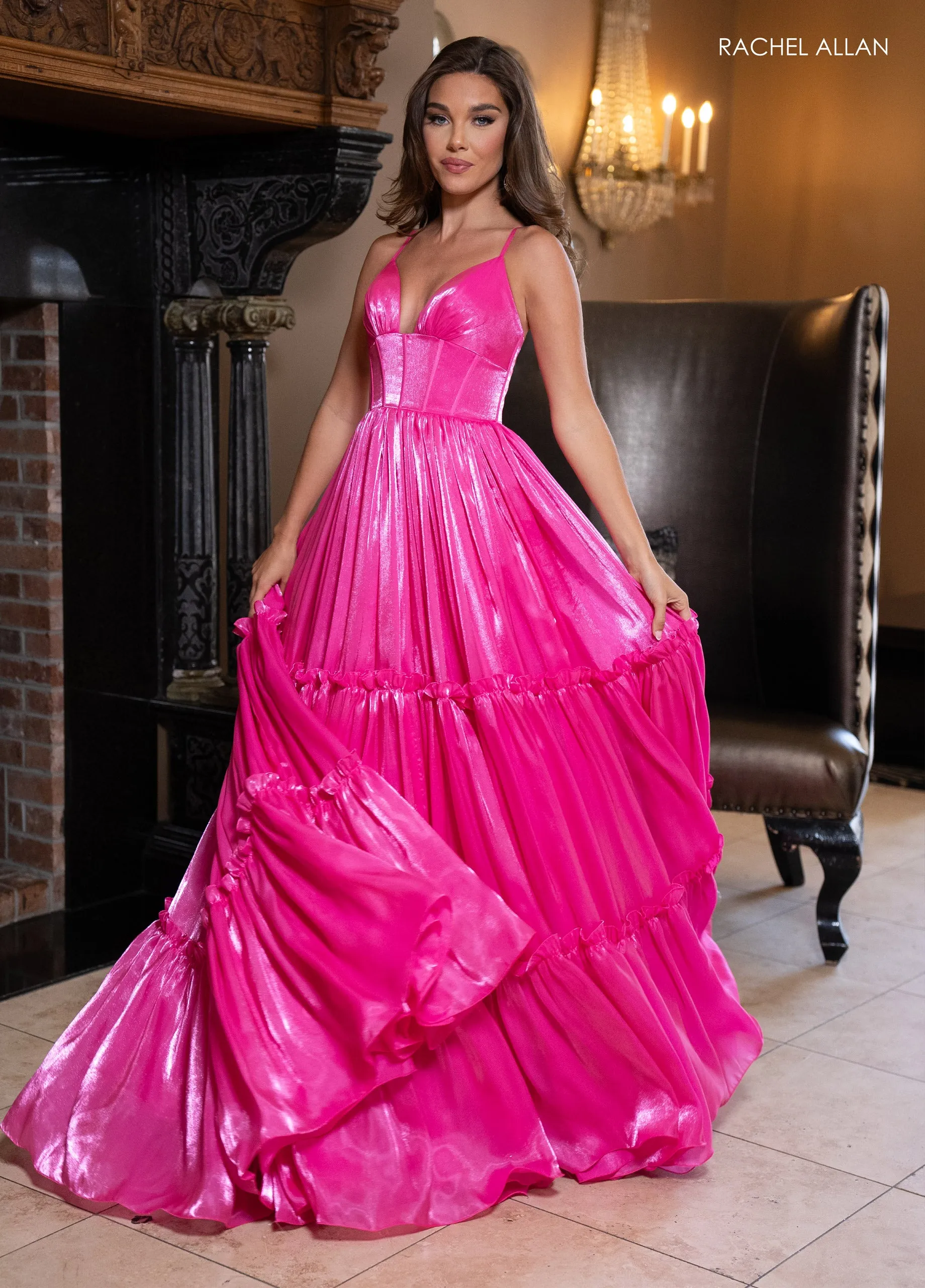 Organza Sleeveless A-line Gown by Rachel Allan 70748