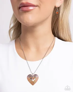 Paparazzi Necklace ~ Hallucinatory Hearts - Orange