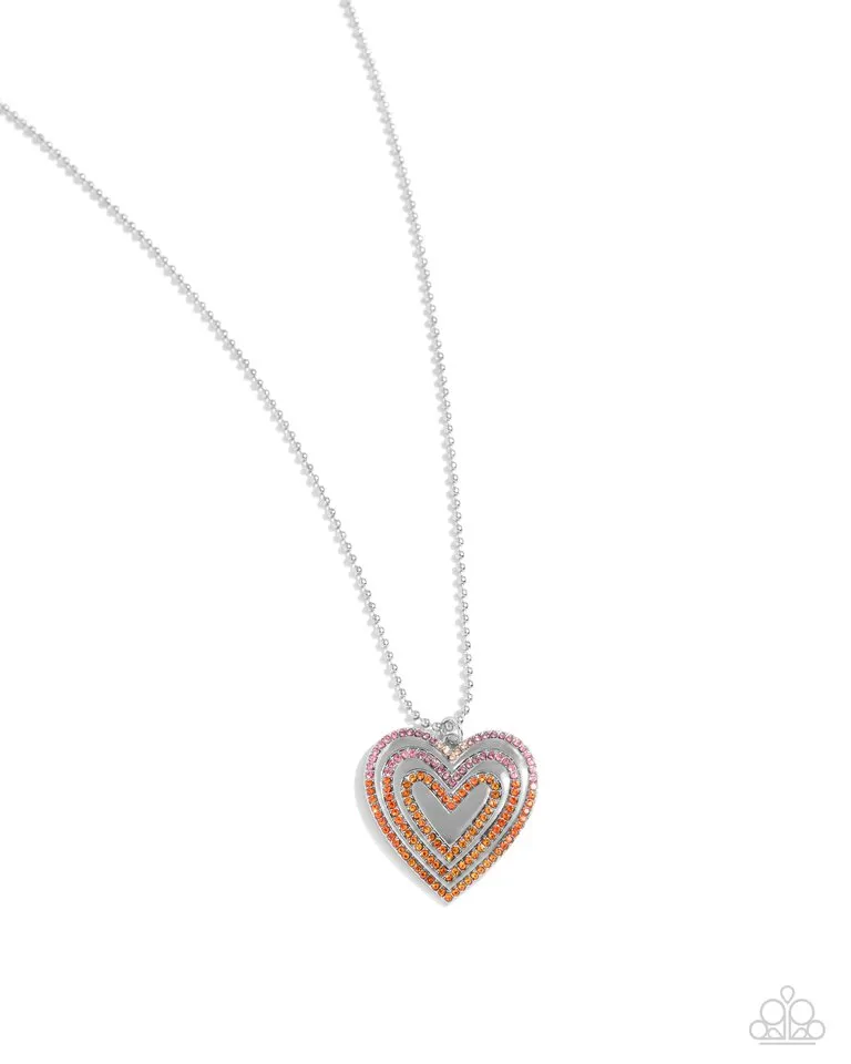 Paparazzi Necklace ~ Hallucinatory Hearts - Orange