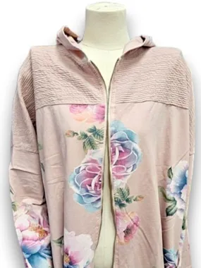 PATCHWORK HOODIE LINEN OMBRE PEONY BABY PINK