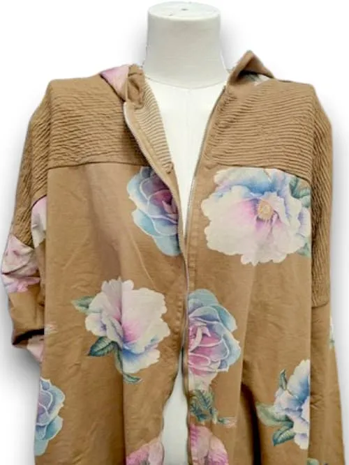 PATCHWORK HOODIE LINEN OMBRE PEONY COFFEE