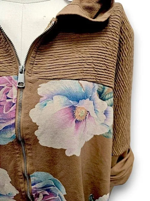 PATCHWORK HOODIE LINEN OMBRE PEONY COFFEE