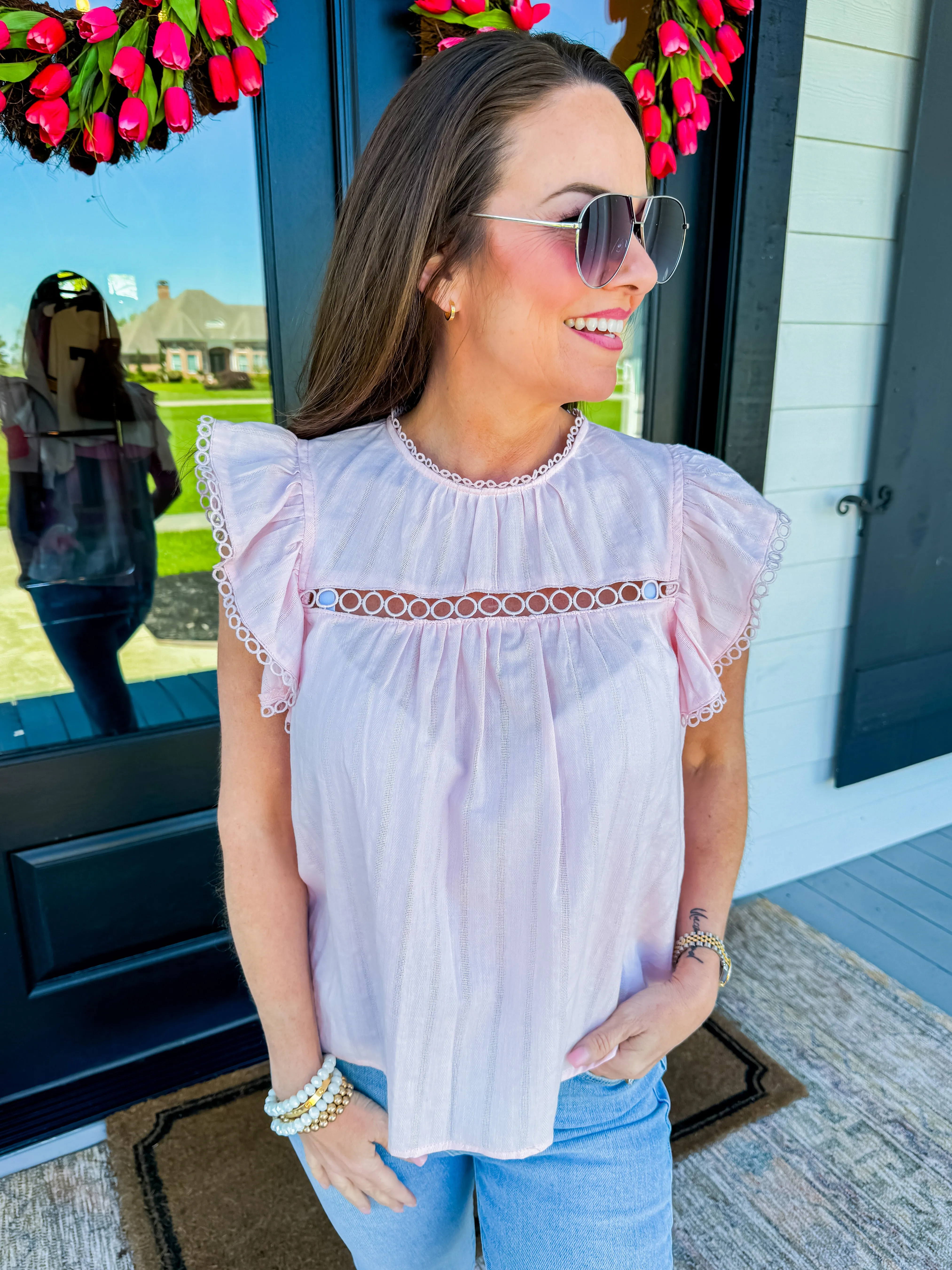 Pink Eyelet Top