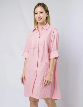 Pink Linen Shirt Dress