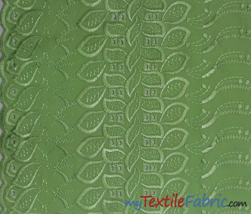 Polyester Cotton Eyelet Embroidery | One Side Scallop | 45" Wide | Multiple Colors |