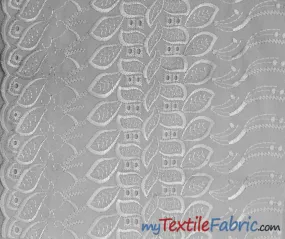 Polyester Cotton Eyelet Embroidery | One Side Scallop | 45" Wide | Multiple Colors |