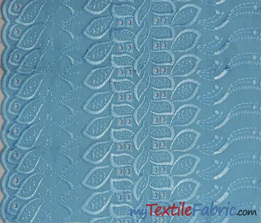 Polyester Cotton Eyelet Embroidery | One Side Scallop | 45" Wide | Multiple Colors |