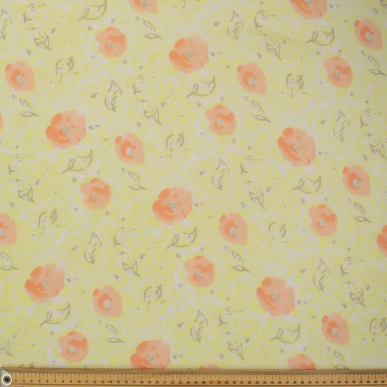 Printed Chiffon Design-16 Red Florals on Yellow