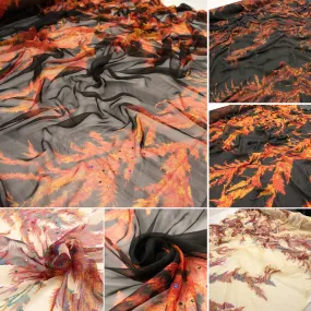 Printed Chiffon Phoenix Tail Feathers with Diamante