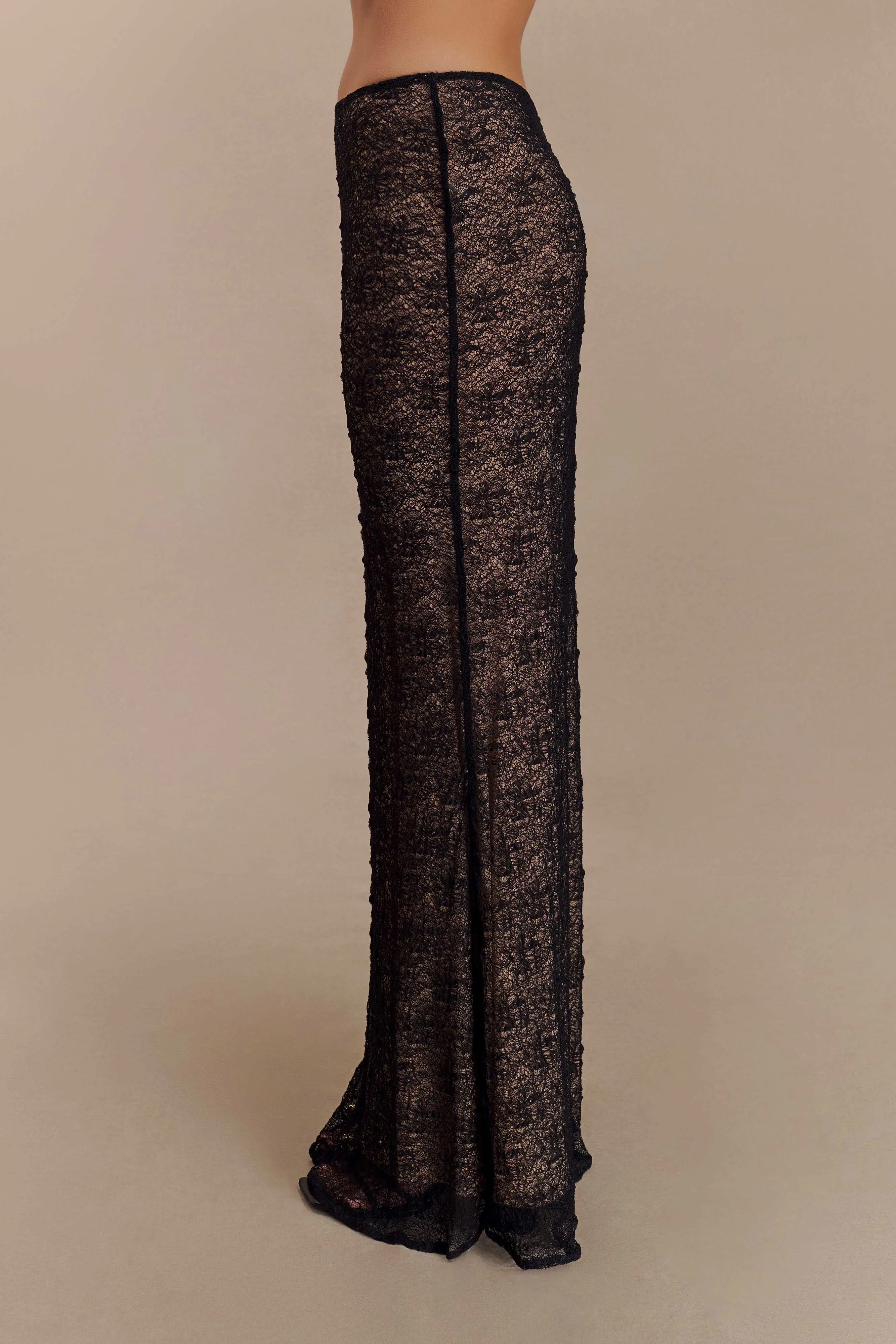 Robyn Sheer Lace Maxi Skirt - Black