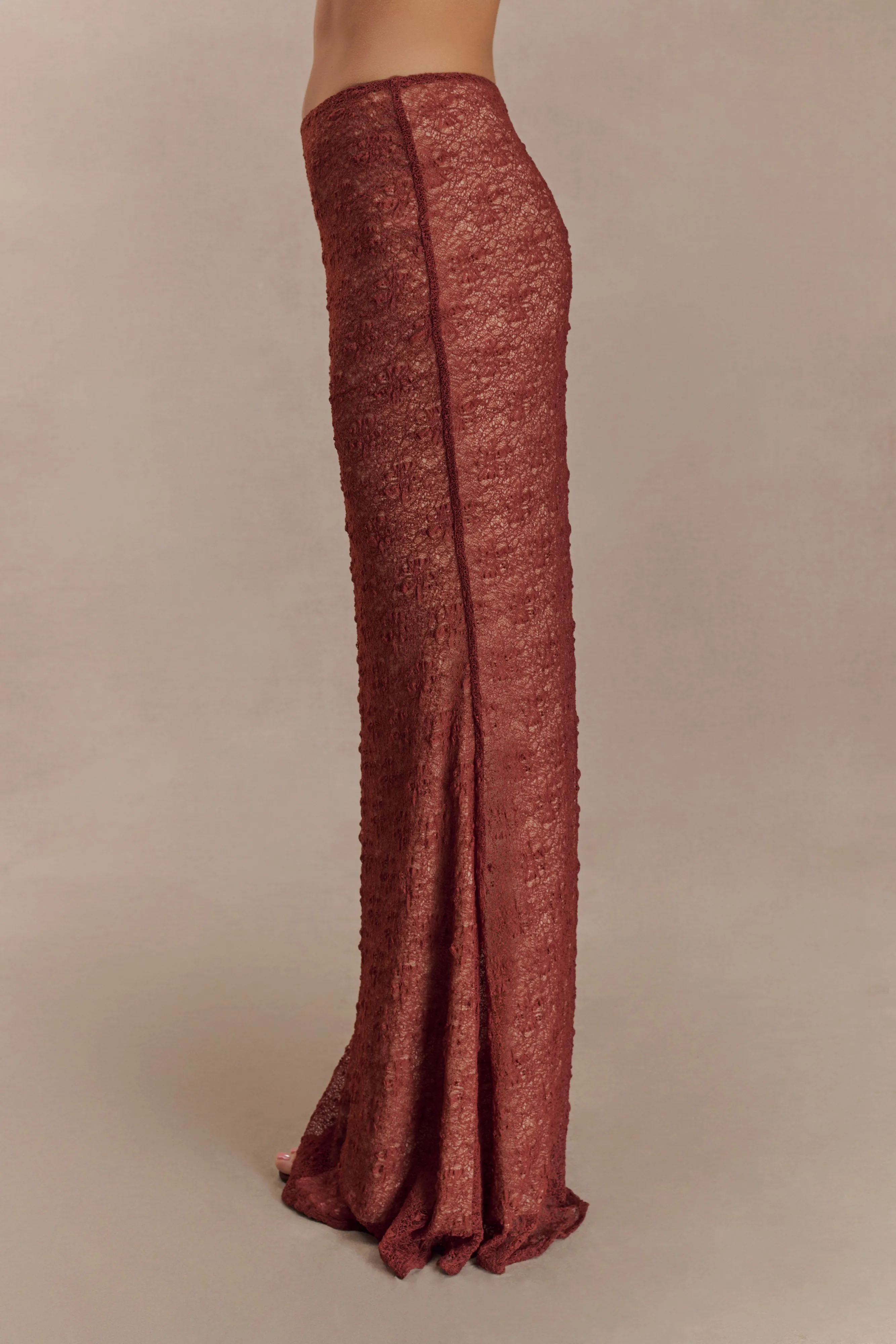 Robyn Sheer Lace Maxi Skirt - Chilli