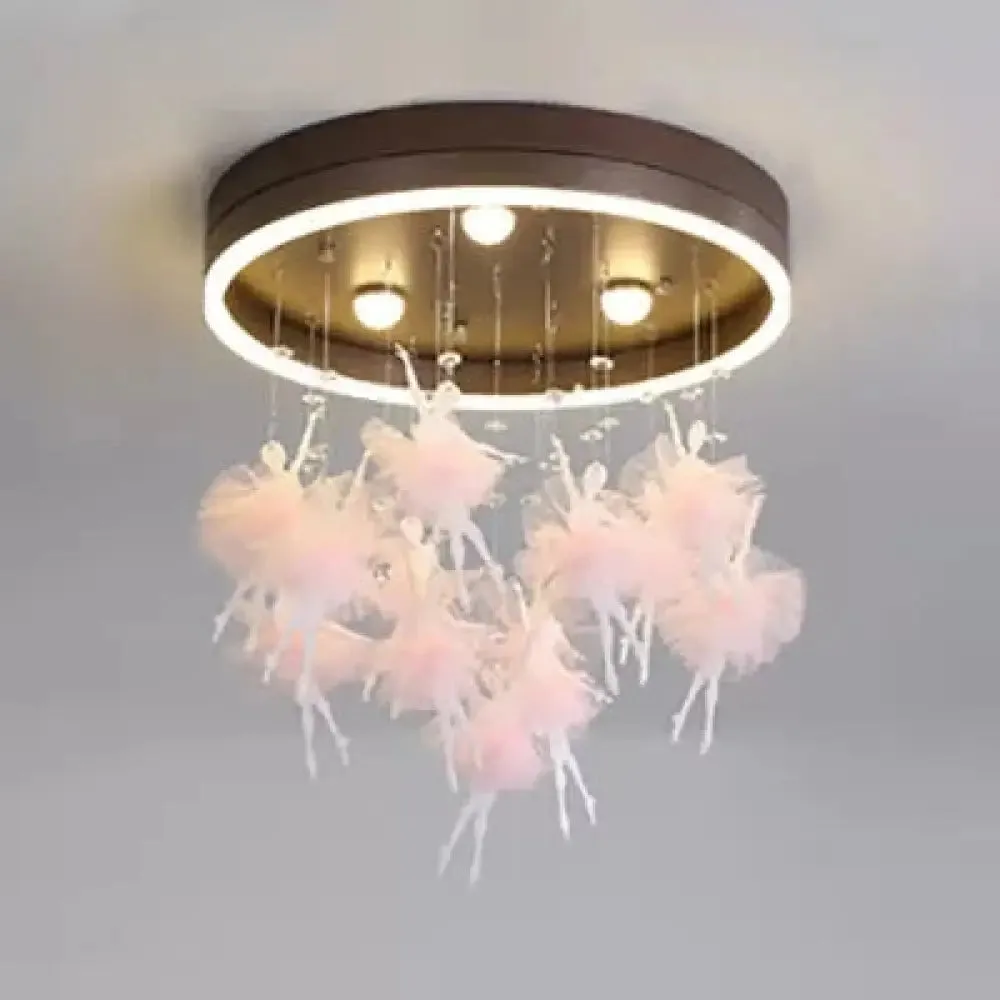 Romantic Canopy Ceiling Light with Ballet Deco LED Flush Mount for Kid's Bedroom