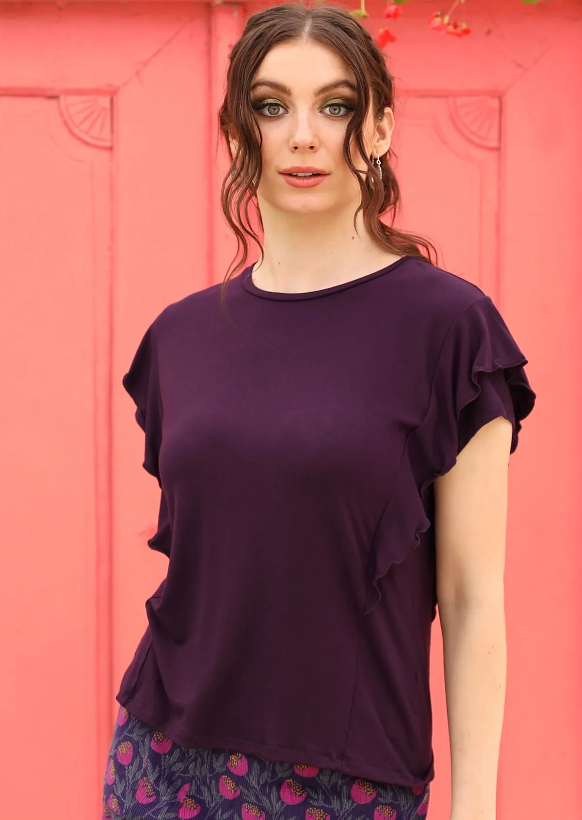 Ruffle Tee Dark Purple