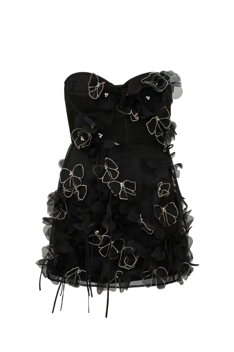 Sabila Organza Mini Dress - BLACK