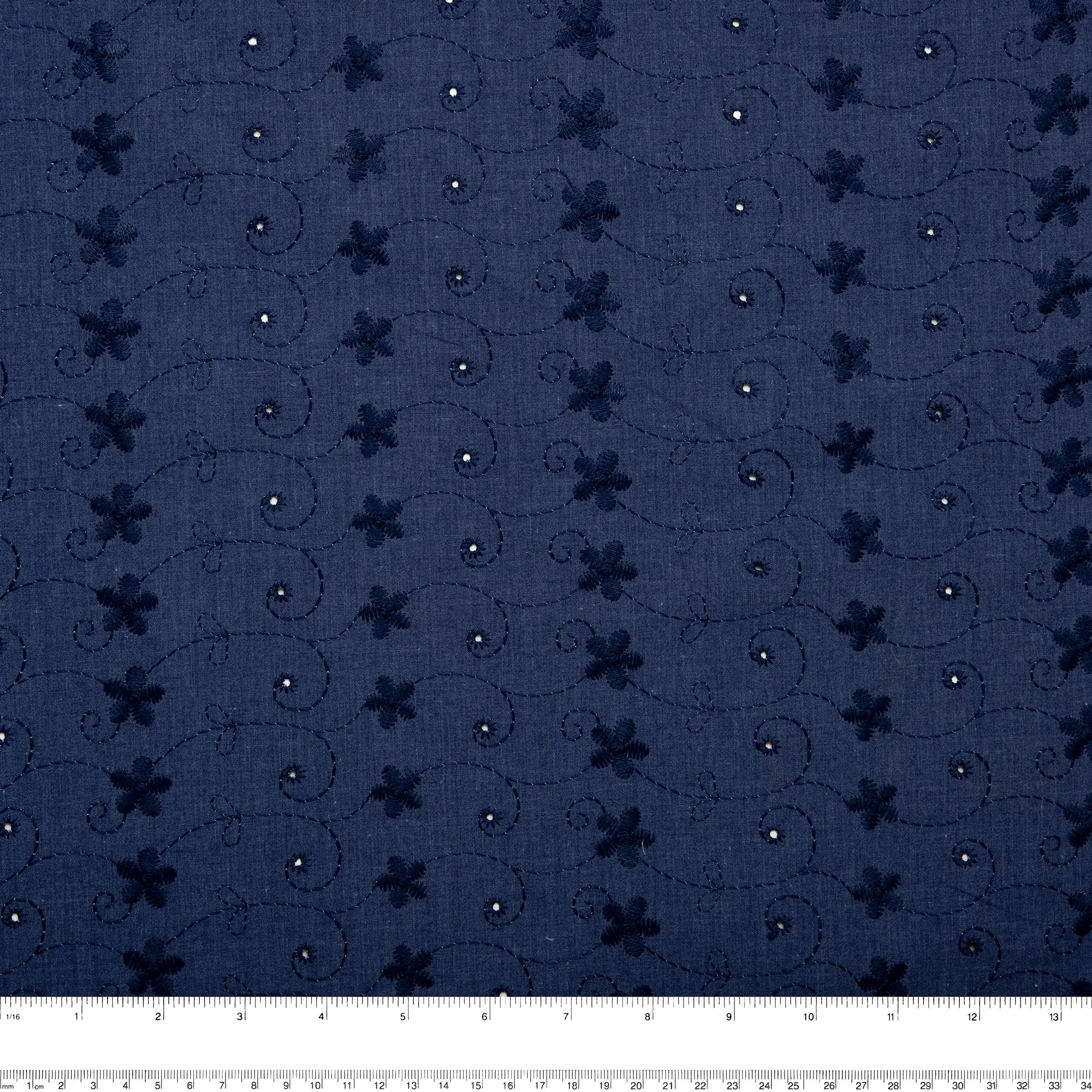 Scalloped Eyelet - Navy