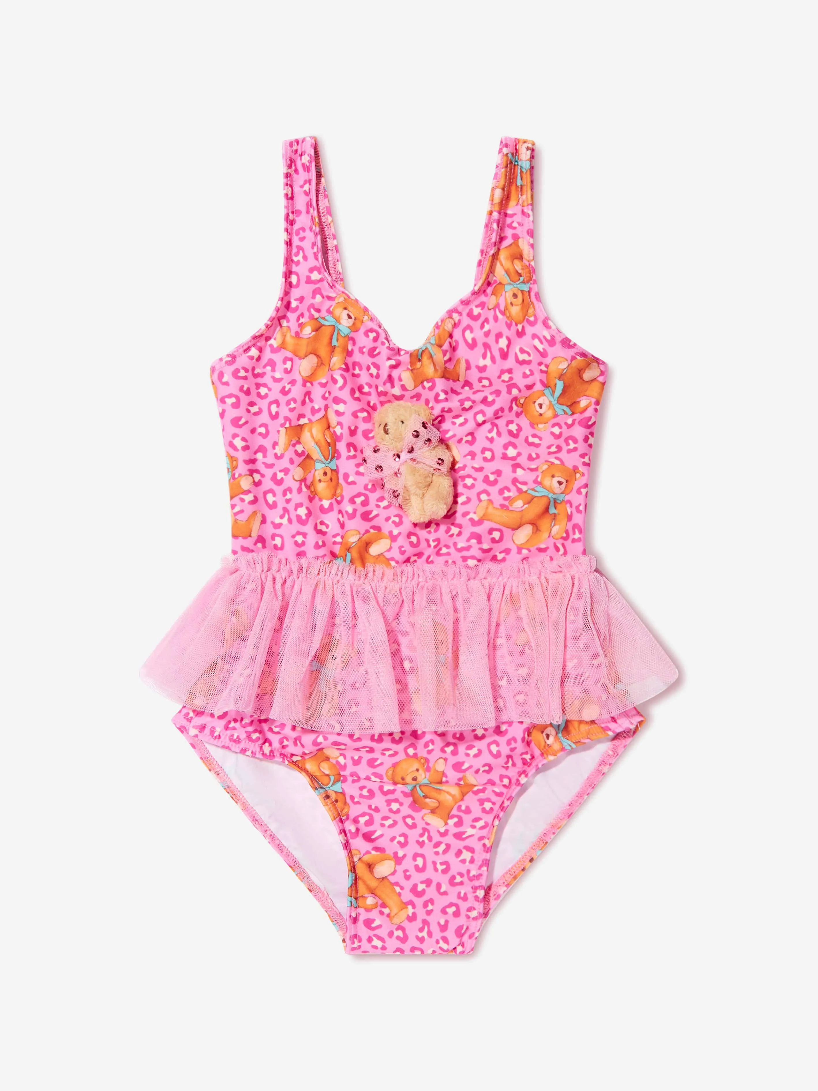 Selini Action Girls Teddy Bear Tutu Swimsuit in Pink