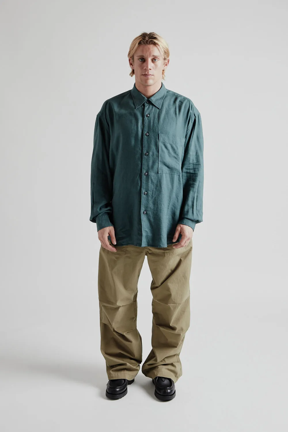 Silky Linen Relaxed Shirt - Teal