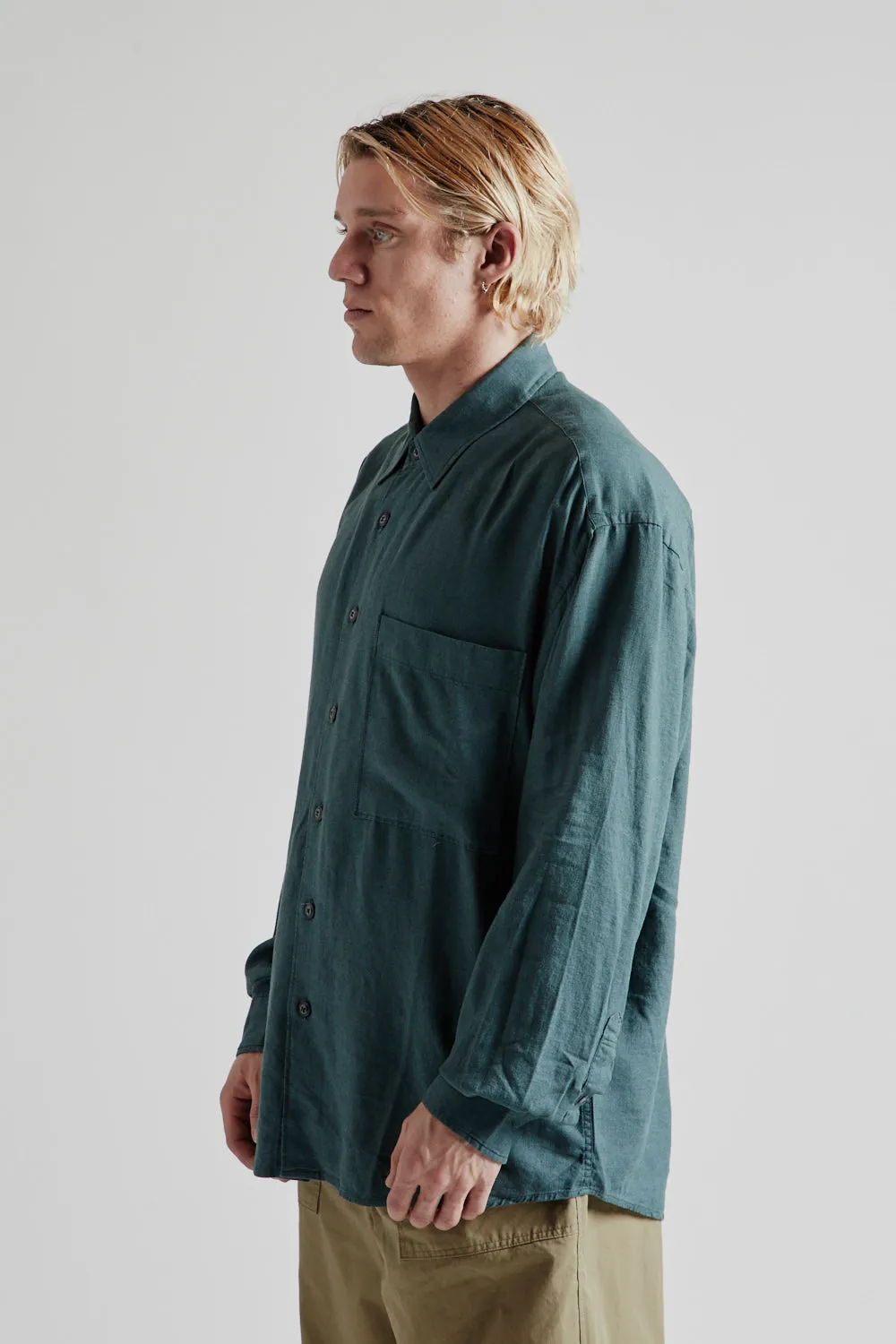 Silky Linen Relaxed Shirt - Teal