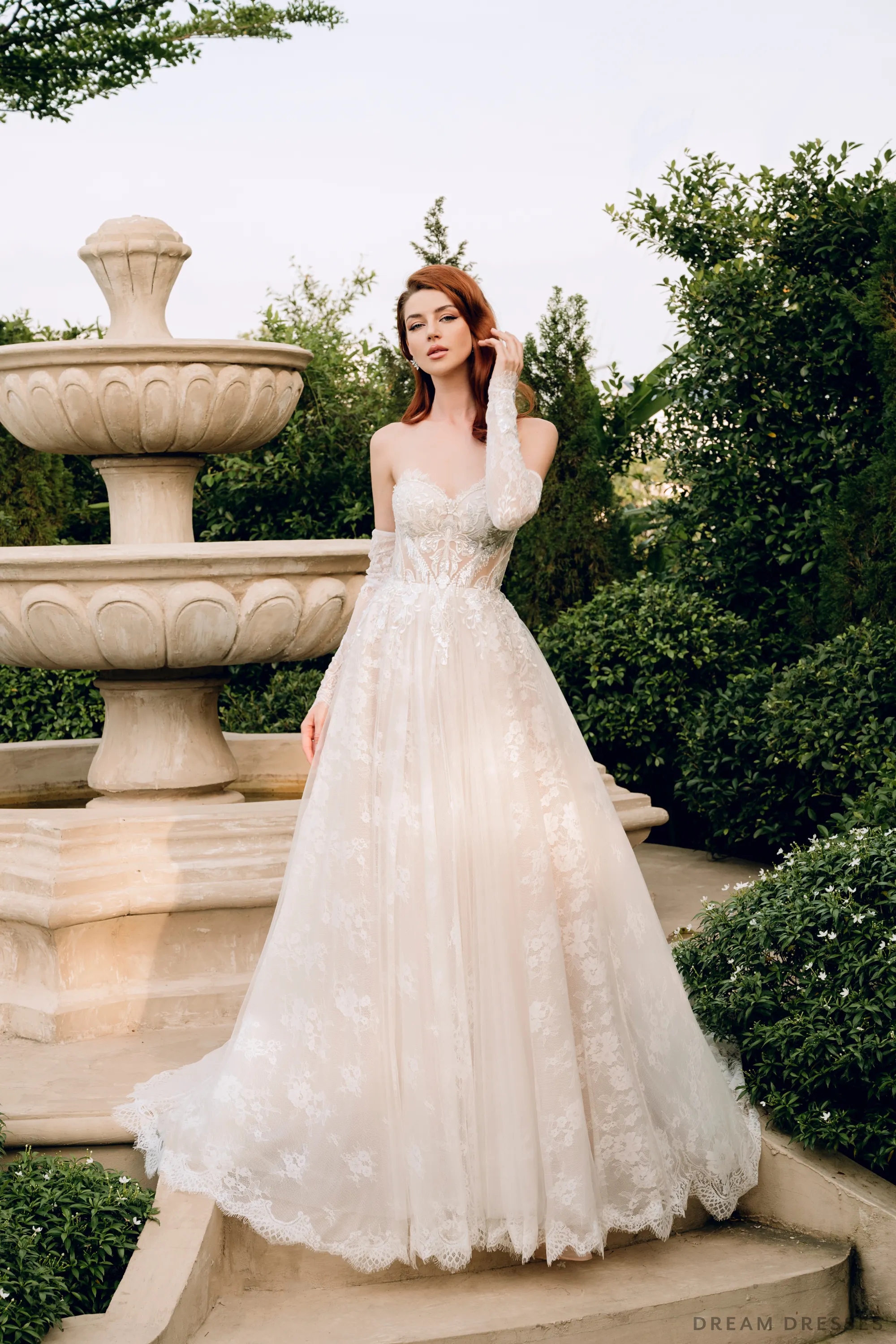 Strapless Lace Ball Gown with Detachable Sleeves (#DANIELA)