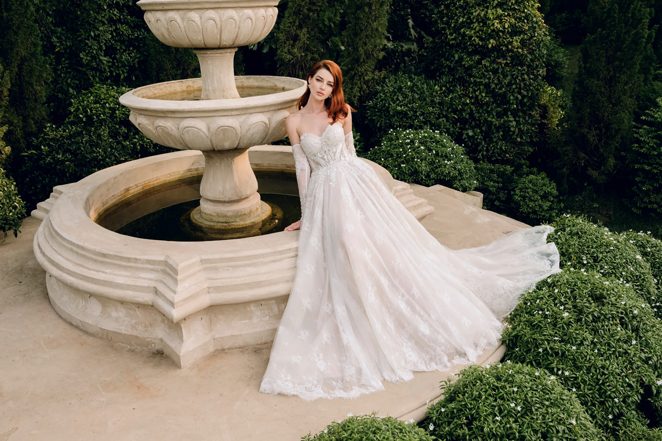 Strapless Lace Ball Gown with Detachable Sleeves (#DANIELA)