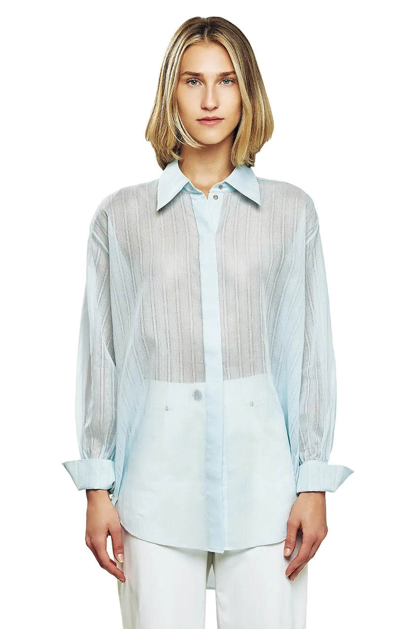 Stripe Relaxed Button-Front Shirt